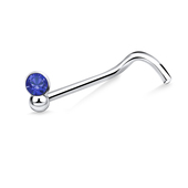 Blue Stone Silver Curved Nose Stud NSKB-730